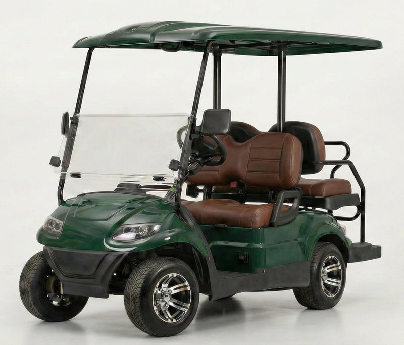 EPIC 2+2 Non-Lifted Electric Golf Cart with Lithium Battery 105Ah & Standard Tires | 4-Seater LSEV (Green) - Image 1